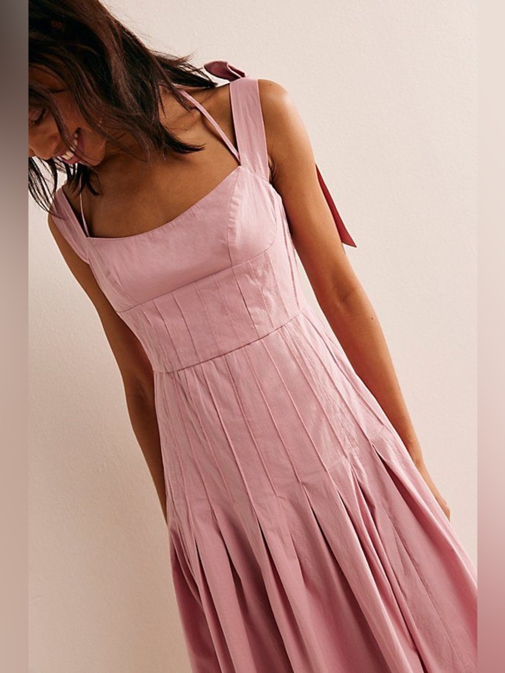Free People Pink Tie-Shoulder Midi Dress - Picture 12 of 13